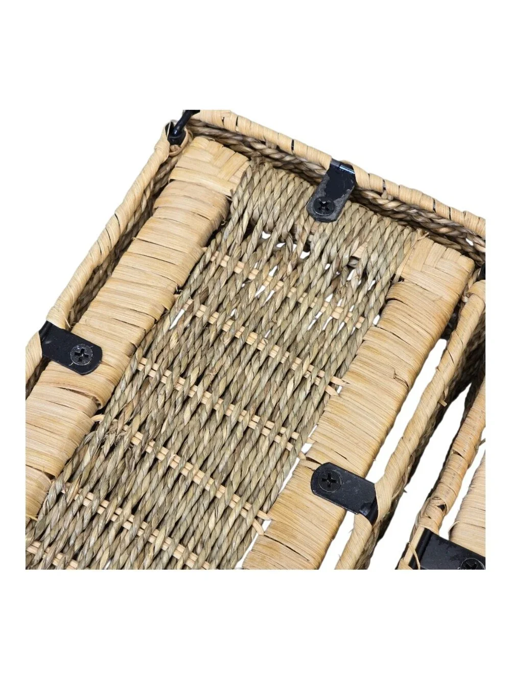 Natural Small Woven Seagrass Storage Baskets With Handles - Set of 3